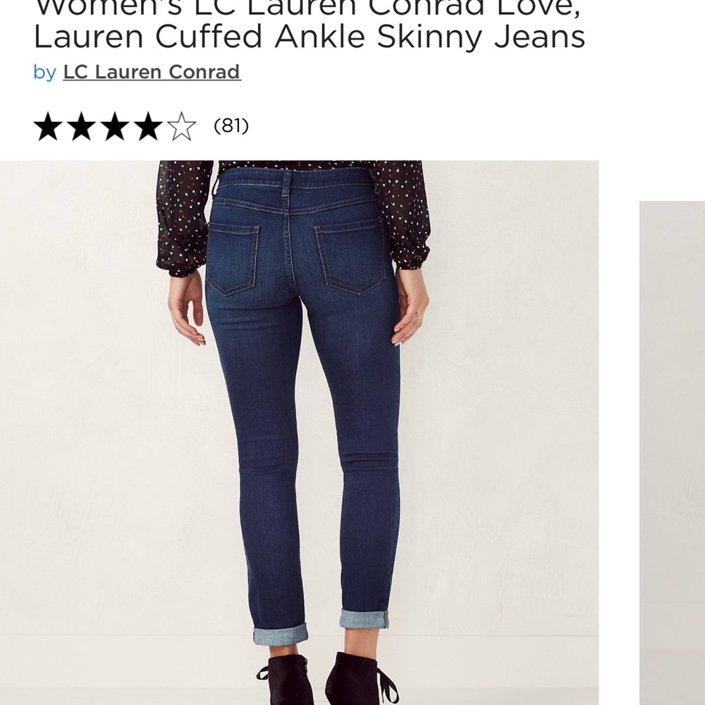 LC Lauren Conrad Cuffed Ankle Skinny Stretch Jeans